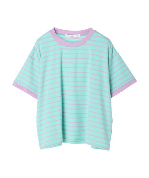 Green Parks(グリーンパークス)の「・novem9 リンガーカラフルボーダーTシャツ(Tシャツ/カットソー・レディース・ピンク/オレンジ/グリーン/ラベンダー・FREE)」の6枚目の写真