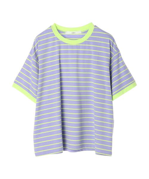 Green Parks(グリーンパークス)の「・novem9 リンガーカラフルボーダーTシャツ(Tシャツ/カットソー・レディース・ピンク/オレンジ/グリーン/ラベンダー・FREE)」の5枚目の写真