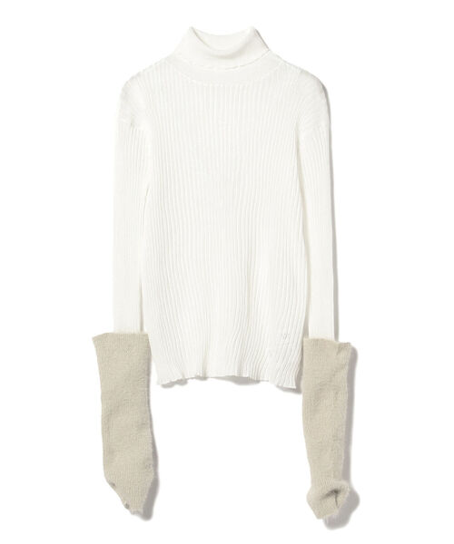 Ray BEAMS(レイビームス)の「RBS / アーム付き シアー リブ ハイネック ニット(ニット/セーター・レディース・ホワイト/ブラック・ONE SIZE)」の12枚目の写真