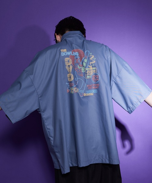 JUNRED（ジュンレッド）の「はらわたちゅん子オープンカラーシャツ（シャツ/ブラウス・メンズ・ブルー系その他4/ブラック・L/S/M）」の2枚目の写真