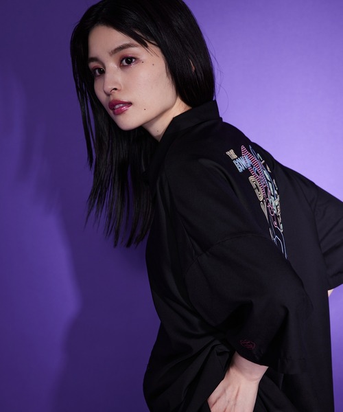 JUNRED（ジュンレッド）の「はらわたちゅん子オープンカラーシャツ（シャツ/ブラウス・メンズ・ブルー系その他4/ブラック・L/S/M）」の4枚目の写真