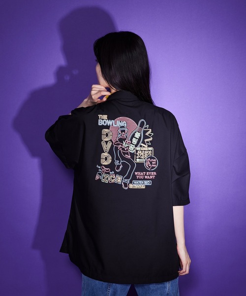 JUNRED（ジュンレッド）の「はらわたちゅん子オープンカラーシャツ（シャツ/ブラウス・メンズ・ブルー系その他4/ブラック・L/S/M）」の5枚目の写真