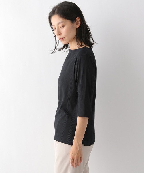 LEPSIM(レプシィム)の「ボートネックリブカットソー6分袖 294647(Tシャツ/カットソー・レディース・ブラック/ブラウン/オフホワイト・MEDIUM/LARGE)」の12枚目の写真