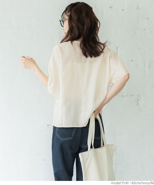 coca(coca)(コカ)の「光沢シアーブラウス(シャツ/ブラウス・レディース・オレンジ/アイボリー/ブラック/ライトブルー・M/L)」の20枚目の写真