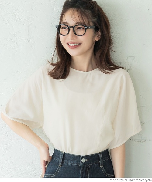 coca(coca)(コカ)の「光沢シアーブラウス(シャツ/ブラウス・レディース・オレンジ/アイボリー/ブラック/ライトブルー・M/L)」の19枚目の写真
