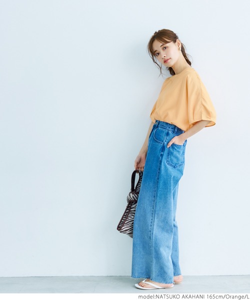 coca(coca)(コカ)の「光沢シアーブラウス(シャツ/ブラウス・レディース・オレンジ/アイボリー/ブラック/ライトブルー・M/L)」の6枚目の写真