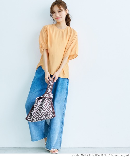 coca(coca)(コカ)の「光沢シアーブラウス(シャツ/ブラウス・レディース・オレンジ/アイボリー/ブラック/ライトブルー・M/L)」の5枚目の写真
