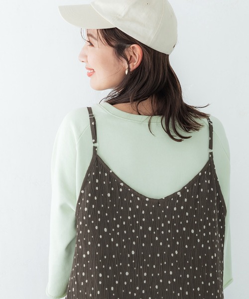 ドット柄楊柳プリーツワンピース