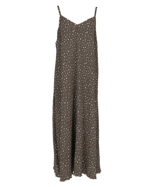 ドット柄楊柳プリーツワンピース