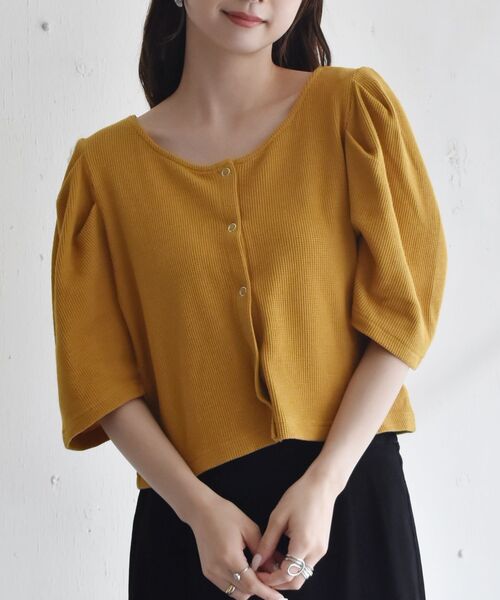 RETRO GIRL（レトロガール）の「アソートワッフルパフTee（Tシャツ/カットソー・レディース・ブラック/オフホワイト/ホワイト系その他/グリーン系その他3/イエロー系・FREE）」の5枚目の写真