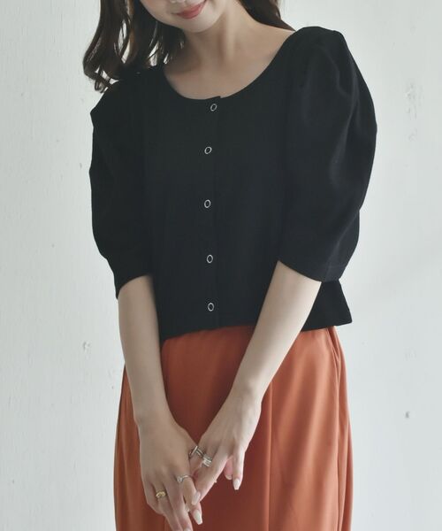 RETRO GIRL（レトロガール）の「アソートワッフルパフTee（Tシャツ/カットソー・レディース・ブラック/オフホワイト/ホワイト系その他/グリーン系その他3/イエロー系・FREE）」の4枚目の写真