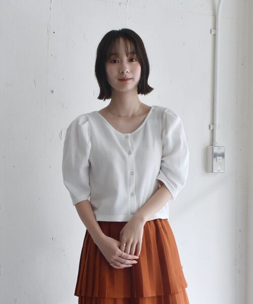 RETRO GIRL（レトロガール）の「アソートワッフルパフTee（Tシャツ/カットソー・レディース・ブラック/オフホワイト/ホワイト系その他/グリーン系その他3/イエロー系・FREE）」の10枚目の写真