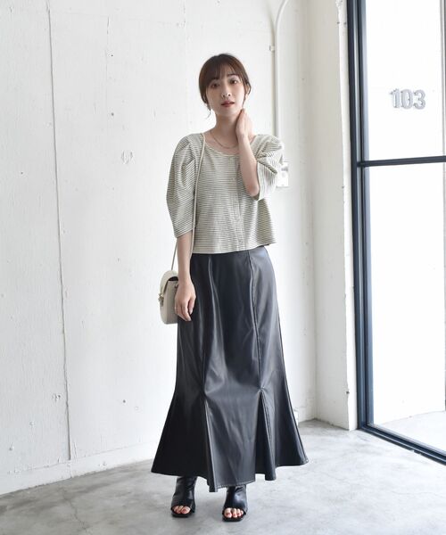 RETRO GIRL（レトロガール）の「アソートワッフルパフTee（Tシャツ/カットソー・レディース・ブラック/オフホワイト/ホワイト系その他/グリーン系その他3/イエロー系・FREE）」の16枚目の写真