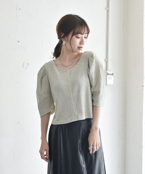 RETRO GIRL（レトロガール）の「アソートワッフルパフTee（Tシャツ/カットソー・レディース・ブラック/オフホワイト/ホワイト系その他/グリーン系その他3/イエロー系・FREE）」の21枚目の写真