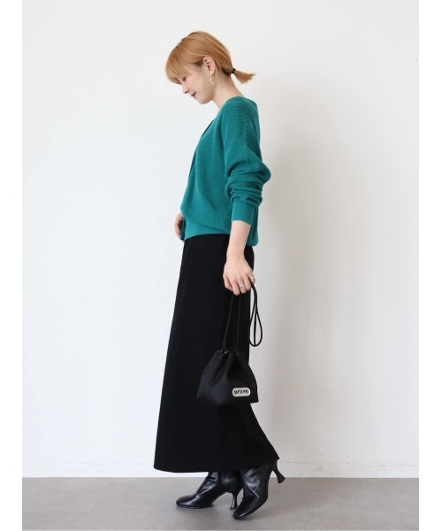 AMERICAN HOLIC(アメリカンホリック)の「片畔ニットショートカーディガン(カーディガン/ボレロ・レディース・ブラック/グリーン・M/L)」の4枚目の写真