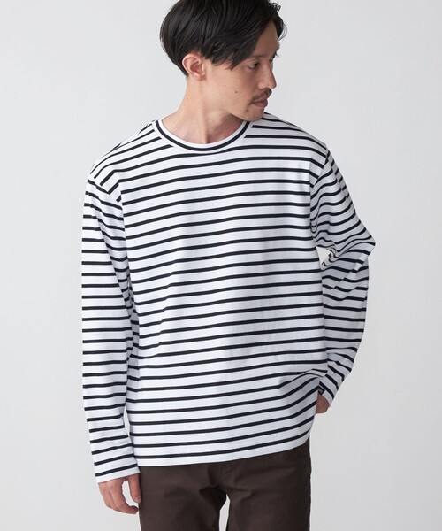 SHIPS（シップス）の「SHIPS: ミラノリブ ロングスリーブ クルーネック Tシャツ (ロンT)（Tシャツ/カットソー・メンズ・オリーブ/オフホワイト/ホワイト/ネイビー・MEDIUM/LARGE/SMALL/X-LARGE）」の5枚目の写真