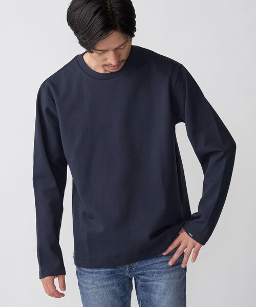 SHIPS（シップス）の「SHIPS: ミラノリブ ロングスリーブ クルーネック Tシャツ (ロンT)（Tシャツ/カットソー・メンズ・オリーブ/オフホワイト/ホワイト/ネイビー・MEDIUM/LARGE/SMALL/X-LARGE）」の9枚目の写真