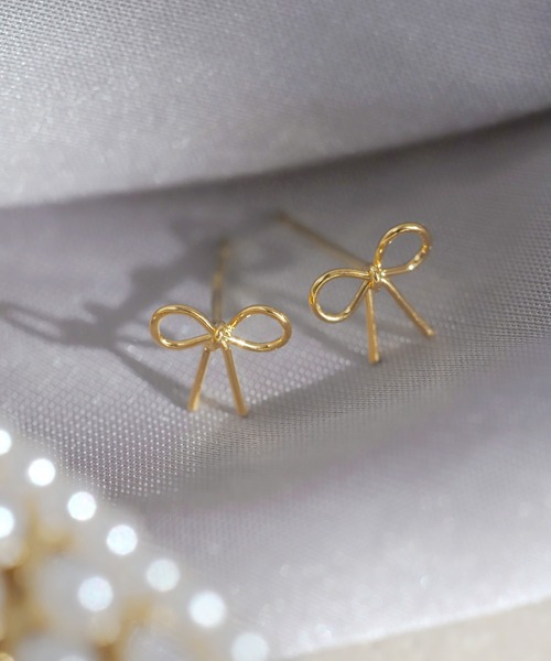 ANEMONE（アネモネ）の「ミニリボンメタルピアス[K18ポスト]（ピアス（両耳用）・レディース・ゴールド/ピンクゴールド・FREE）」の7枚目の写真
