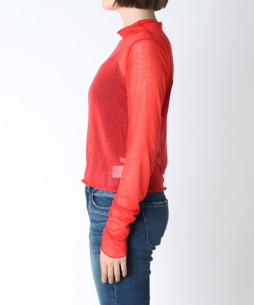 Three Four Time(スリーフォータイム)の「シアーインナーニットカットソー(Tシャツ/カットソー・レディース・ブラック/レッド/ブルー/グリーン/サンドベージュ・FREE)」の21枚目の写真