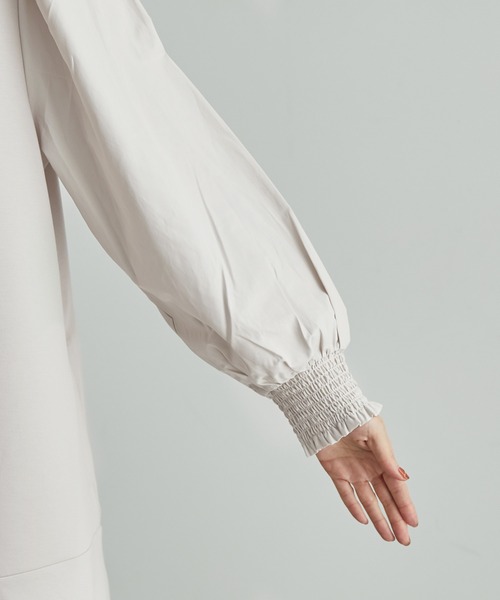 ROPE' PICNIC(ロペピクニック)の「リンクコーデ/フハクコンビ袖ボリュームワンピース(ワンピース・レディース・ブラック/グレー系その他・38)」の8枚目の写真