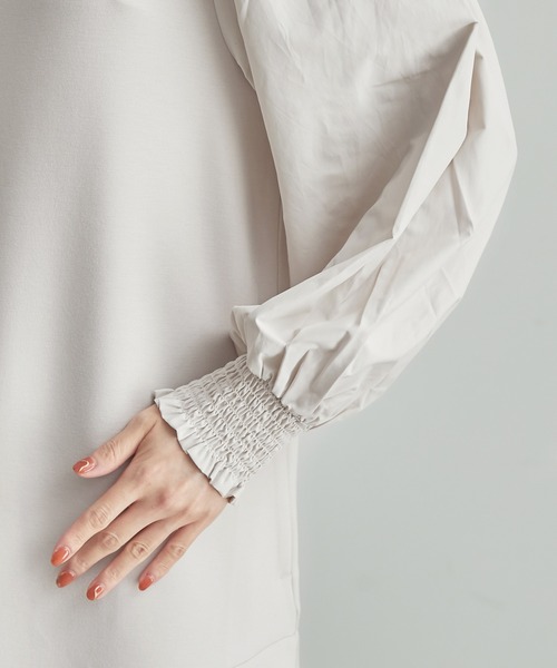 ROPE' PICNIC(ロペピクニック)の「リンクコーデ/フハクコンビ袖ボリュームワンピース(ワンピース・レディース・ブラック/グレー系その他・38)」の6枚目の写真