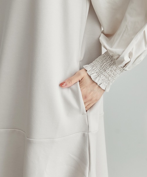 ROPE' PICNIC(ロペピクニック)の「リンクコーデ/フハクコンビ袖ボリュームワンピース(ワンピース・レディース・ブラック/グレー系その他・38)」の19枚目の写真