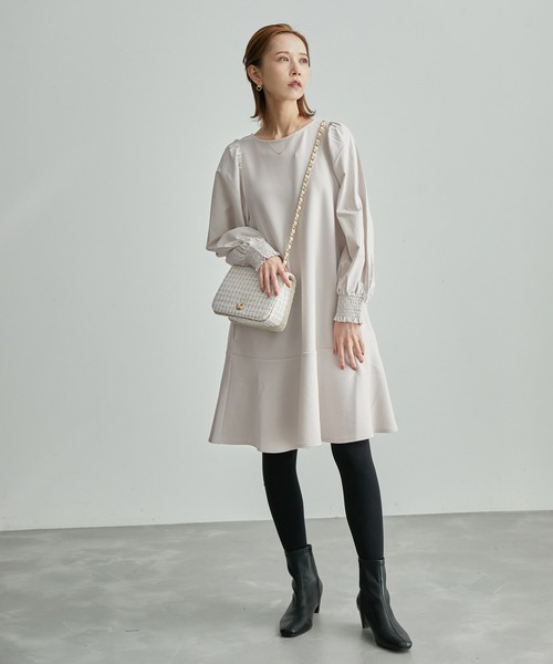 ROPE' PICNIC(ロペピクニック)の「リンクコーデ/フハクコンビ袖ボリュームワンピース(ワンピース・レディース・ブラック/グレー系その他・38)」の22枚目の写真