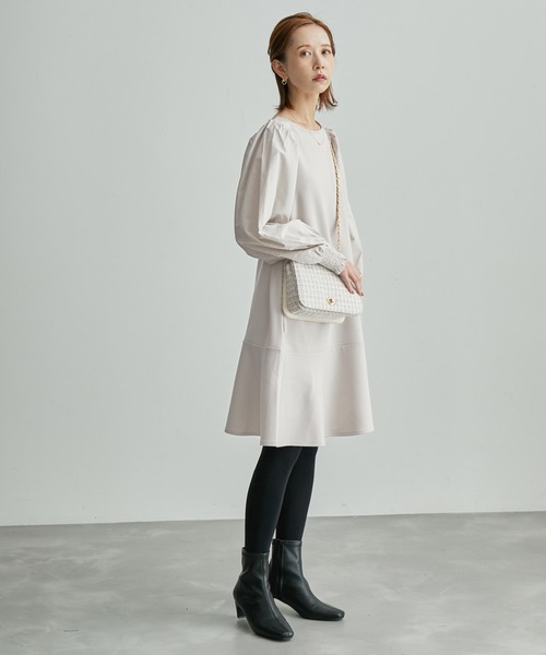 ROPE' PICNIC(ロペピクニック)の「リンクコーデ/フハクコンビ袖ボリュームワンピース(ワンピース・レディース・ブラック/グレー系その他・38)」の13枚目の写真