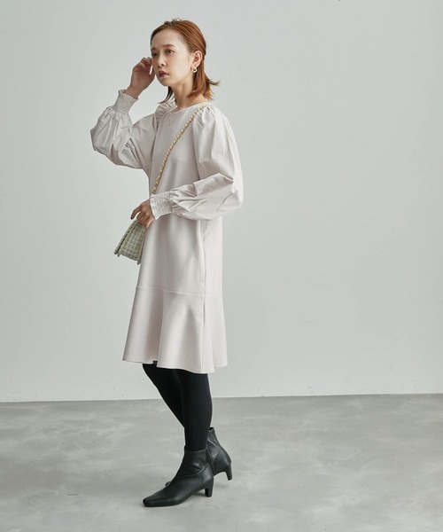 ROPE' PICNIC(ロペピクニック)の「リンクコーデ/フハクコンビ袖ボリュームワンピース(ワンピース・レディース・ブラック/グレー系その他・38)」の16枚目の写真