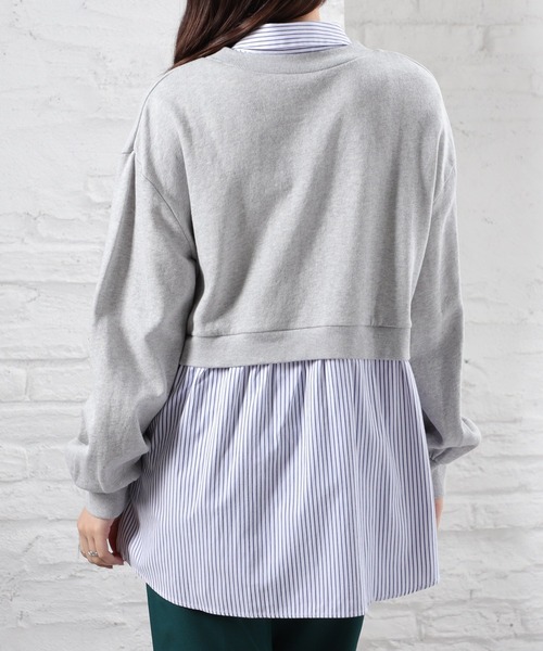 【関税込み】We11done グレー ディストレス レイヤード トップス Honeys（ハニーズ）の「レイヤード風トップス（スウェット