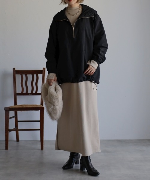 Bonjour Sagan（ボンジュールサガン）の「ハーフジップマウンテンパーカー（マウンテンパーカー・レディース・グレイッシュベージュ/ブラック・FREE）」の15枚目の写真