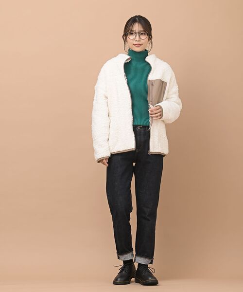 rps（アールピーエス）の「ハイネックボアブルゾン（ブルゾン・レディース・ブラック/ベージュ/アイボリー・M）」の14枚目の写真