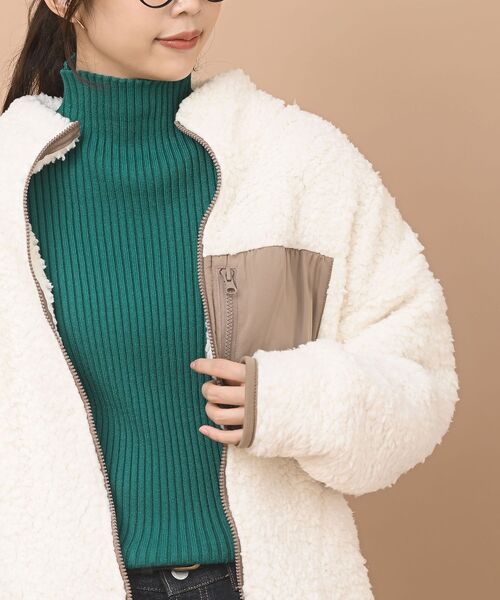 rps（アールピーエス）の「ハイネックボアブルゾン（ブルゾン・レディース・ブラック/ベージュ/アイボリー・M）」の11枚目の写真