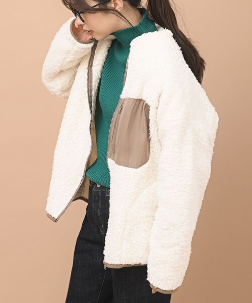 rps（アールピーエス）の「ハイネックボアブルゾン（ブルゾン・レディース・ブラック/ベージュ/アイボリー・M）」の21枚目の写真