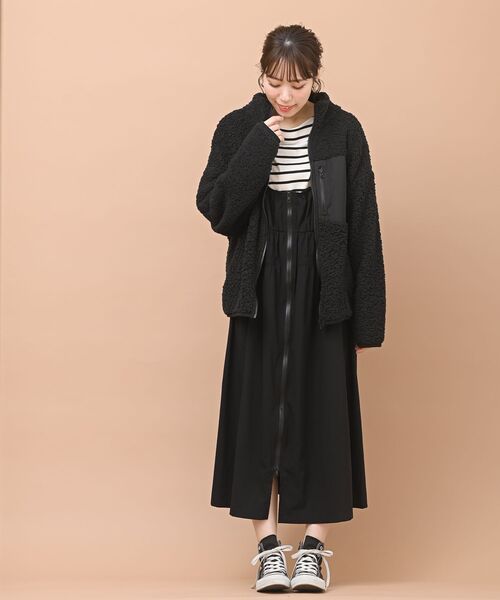 rps（アールピーエス）の「ハイネックボアブルゾン（ブルゾン・レディース・ブラック/ベージュ/アイボリー・M）」の15枚目の写真