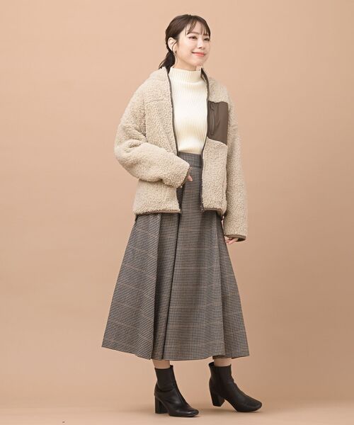 rps（アールピーエス）の「ハイネックボアブルゾン（ブルゾン・レディース・ブラック/ベージュ/アイボリー・M）」の16枚目の写真