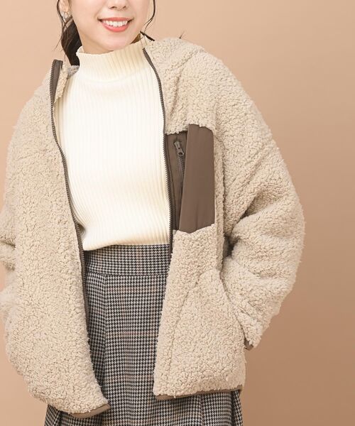 rps（アールピーエス）の「ハイネックボアブルゾン（ブルゾン・レディース・ブラック/ベージュ/アイボリー・M）」の13枚目の写真