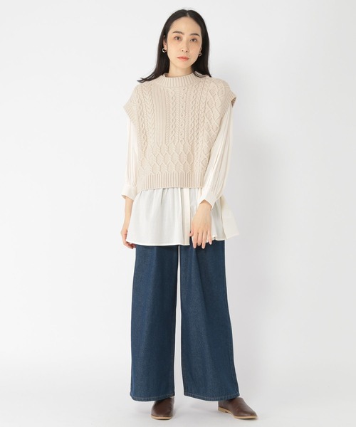 studio CLIP（スタディオクリップ）の「5ゲージパッチワークニットベスト（ベスト・レディース・カーキ/アイボリー/ブラウン/マスタード・FREE）」の17枚目の写真