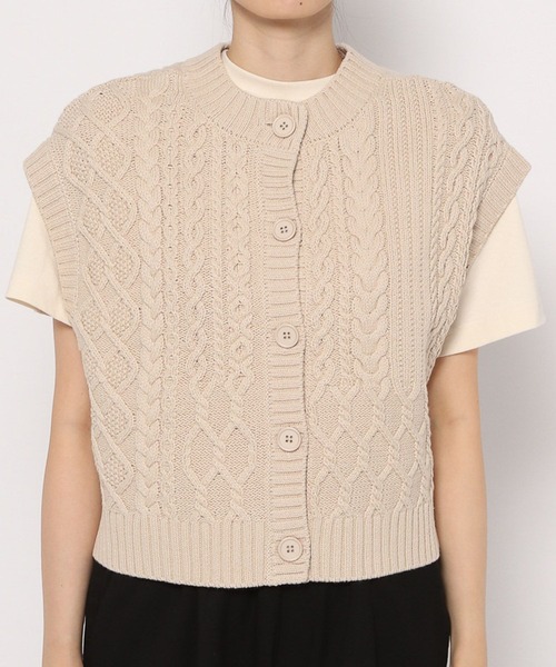 studio CLIP（スタディオクリップ）の「5ゲージパッチワークニットベスト（ベスト・レディース・カーキ/アイボリー/ブラウン/マスタード・FREE）」の7枚目の写真