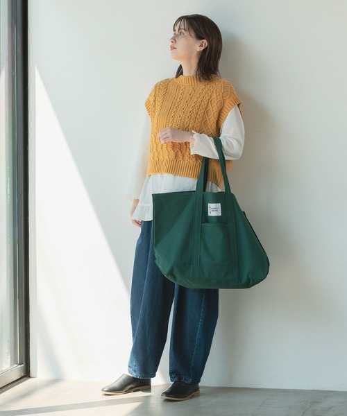 studio CLIP（スタディオクリップ）の「5ゲージパッチワークニットベスト（ベスト・レディース・カーキ/アイボリー/ブラウン/マスタード・FREE）」の5枚目の写真