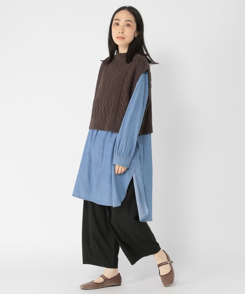 studio CLIP（スタディオクリップ）の「5ゲージパッチワークニットベスト（ベスト・レディース・カーキ/アイボリー/ブラウン/マスタード・FREE）」の10枚目の写真