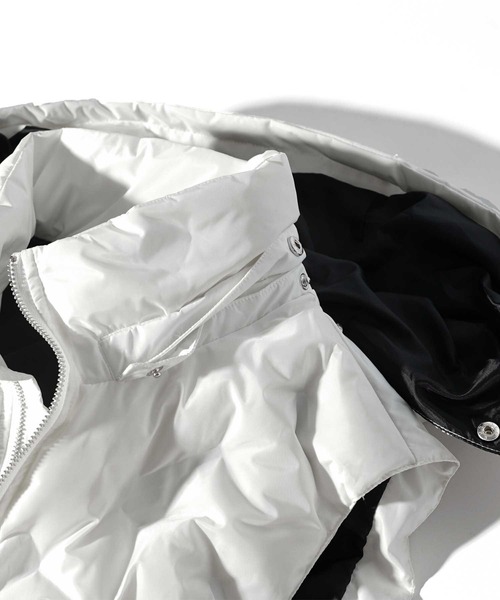 JOKER（ジョーカー）の「【SOMEDIFF】シームレス フード付き ダウンベスト メンズ 秋春 春服 中綿 ベスト（ダウンベスト・メンズ・ホワイト/ブラック・XL/L/M）」の12枚目の写真