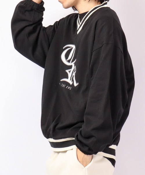 A.T,C in the attic homme（エーティーシーインジアティックオム）の「ラインVネック カレッジワッペン ビッグシルエット ワイドロンT（Tシャツ/カットソー・メンズ・ホワイト/ブラック/グリーン・M/L）」の12枚目の写真