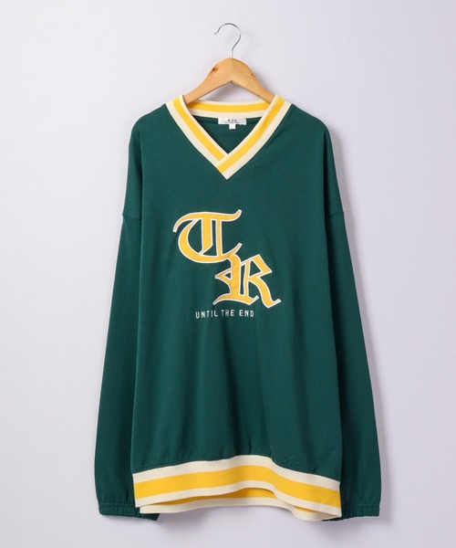 A.T,C in the attic homme（エーティーシーインジアティックオム）の「ラインVネック カレッジワッペン ビッグシルエット ワイドロンT（Tシャツ/カットソー・メンズ・ホワイト/ブラック/グリーン・M/L）」の16枚目の写真