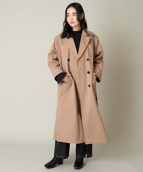 A de a.v.v(アードアー・ヴェ・ヴェ)の「袖取外し2WAYチェスターコート(チェスターコート・レディース・ブルー/ベージュ/ブラック・38/36)」の7枚目の写真