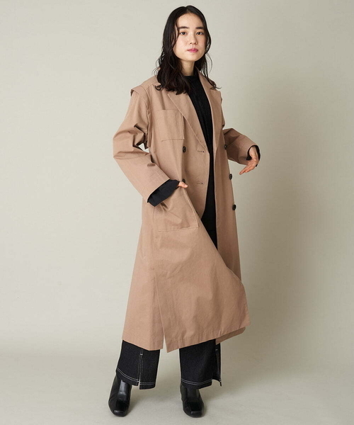 A de a.v.v(アードアー・ヴェ・ヴェ)の「袖取外し2WAYチェスターコート(チェスターコート・レディース・ブルー/ベージュ/ブラック・38/36)」の6枚目の写真