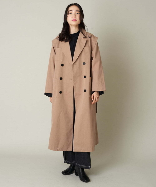 A de a.v.v(アードアー・ヴェ・ヴェ)の「袖取外し2WAYチェスターコート(チェスターコート・レディース・ブルー/ベージュ/ブラック・38/36)」の5枚目の写真