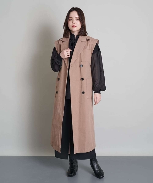 A de a.v.v(アードアー・ヴェ・ヴェ)の「袖取外し2WAYチェスターコート(チェスターコート・レディース・ブルー/ベージュ/ブラック・38/36)」の4枚目の写真