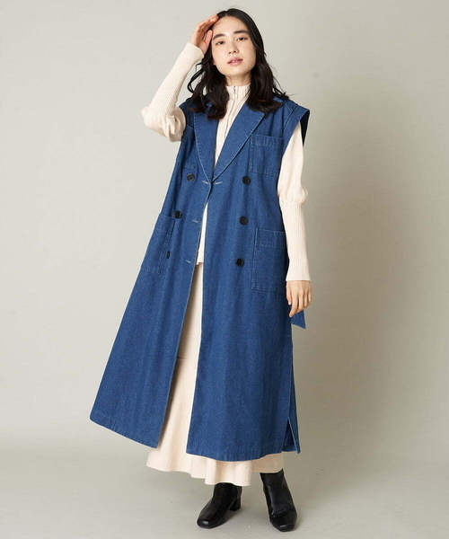 A de a.v.v(アードアー・ヴェ・ヴェ)の「袖取外し2WAYチェスターコート(チェスターコート・レディース・ブルー/ベージュ/ブラック・38/36)」の21枚目の写真