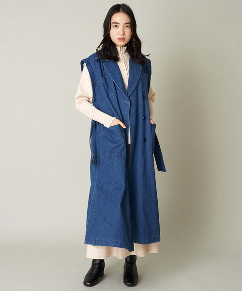 A de a.v.v(アードアー・ヴェ・ヴェ)の「袖取外し2WAYチェスターコート(チェスターコート・レディース・ブルー/ベージュ/ブラック・38/36)」の22枚目の写真